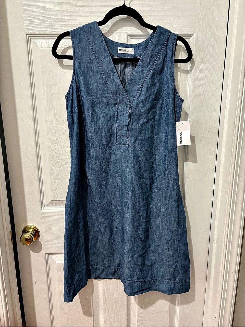 Sonoma Mini Dress Cotton in Blue Size Medium NWT